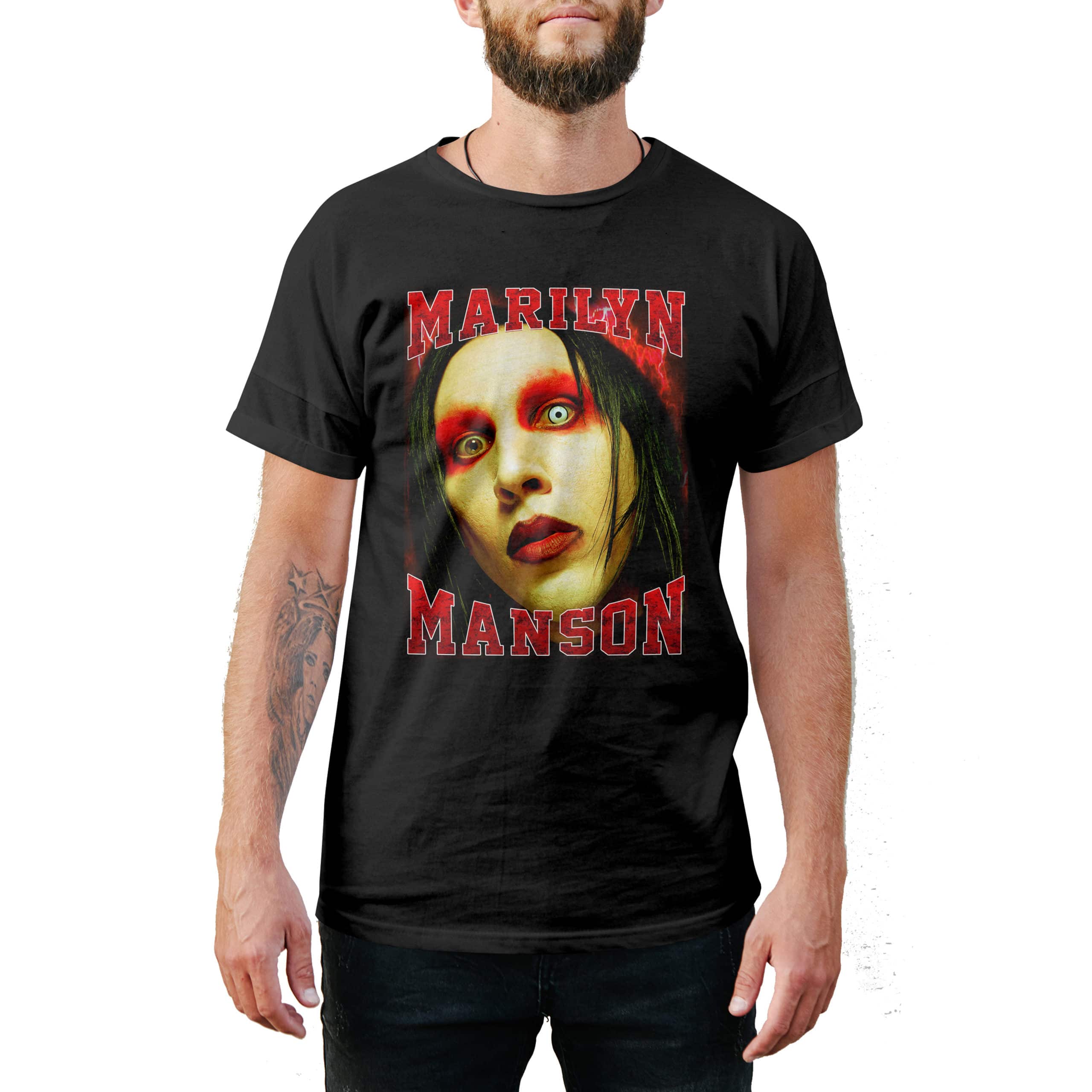 etiket halt Tag det op Marilyn Manson Vintage Style T-Shirt